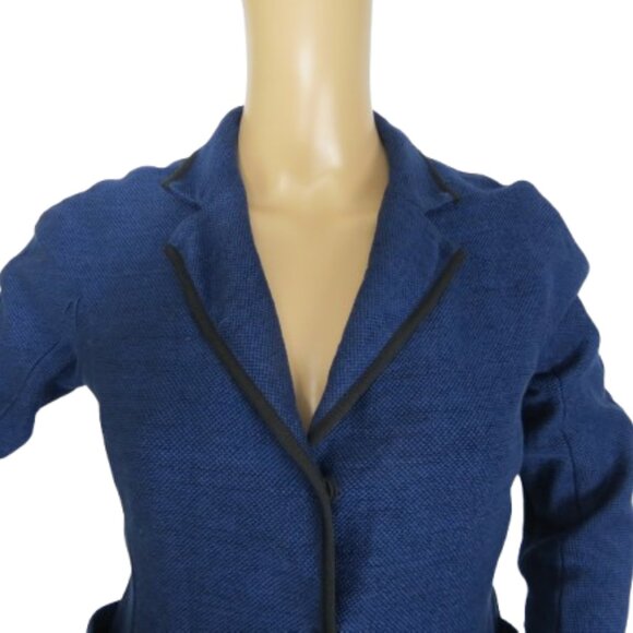 Lida Baday Blue Fitted Blazer with Ruched Back - Picture 2 of 7